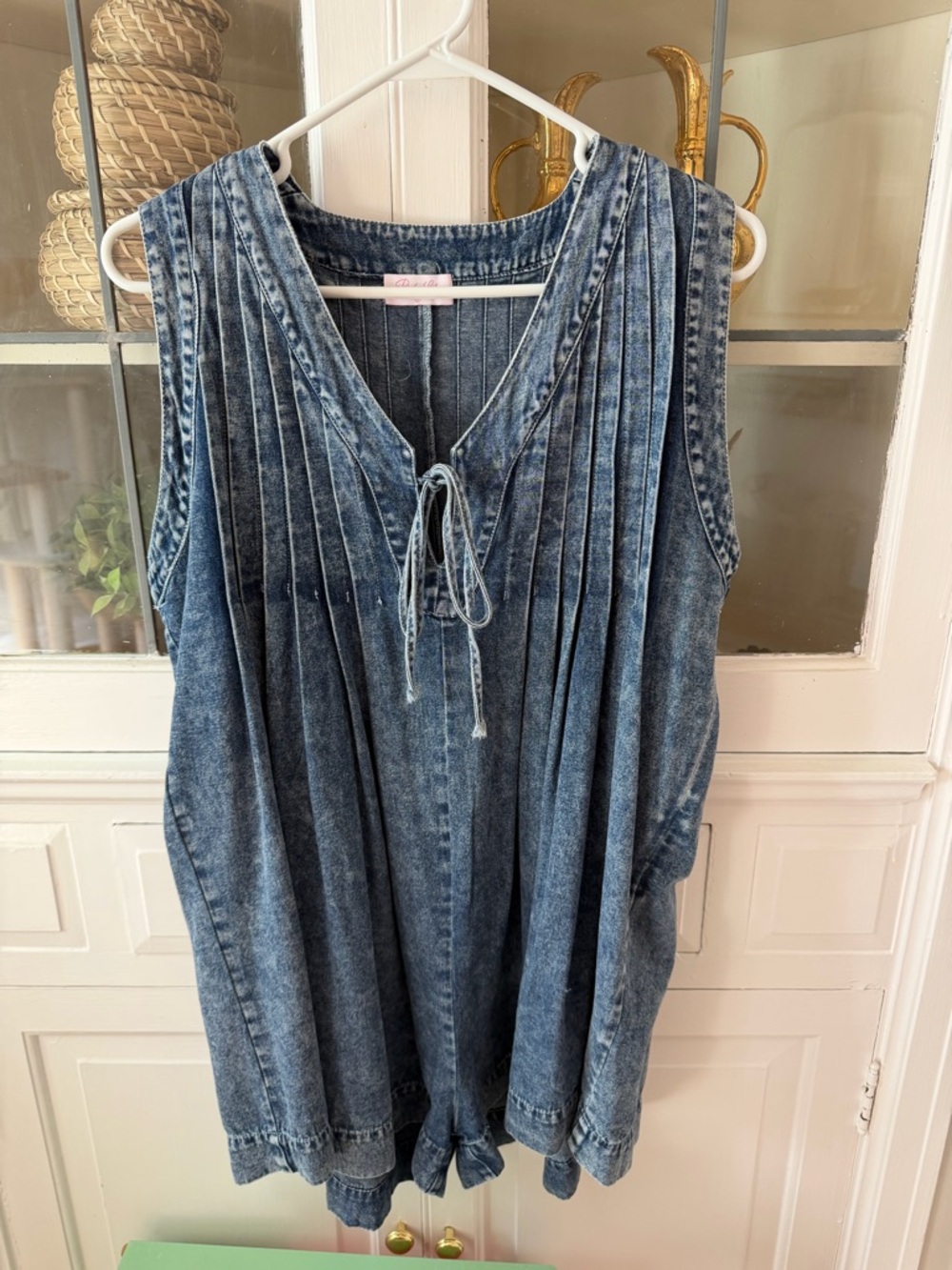 Pink Lily denim romper